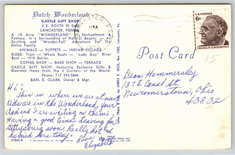 Greetings From Lancaster Pennsylvania~Paint Palette Multi-View~PM 1970~Postcard