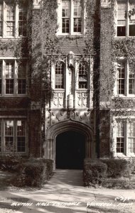 Postcard Real Photo Alumni Hall Entrance Stone Building Grinnell IA RPPC