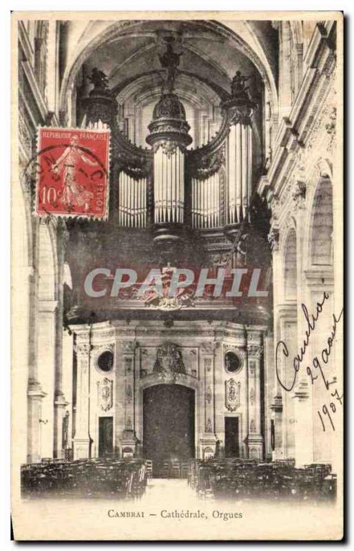 Old Postcard Cambrai Cathedral Organs