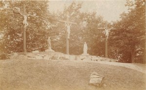 Crucifixtion Religious Memorial Cross c1910 RPPC Real Photo Postcard