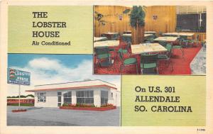 D51/ Allendale South Carolina Postcard Linen Lobster House Restaurant Interior