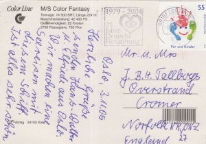 MS Color Fantasy German Cruise Passenger Ship Voyage Postcard