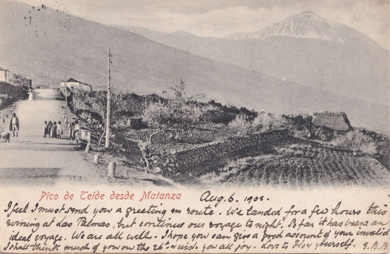 Pico de Teide Desde Matanza Tenerife Old 1902 Postcard