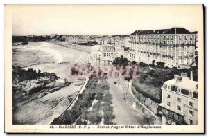 Old Postcard Biarritz Grande Plage and Hotel d'Angleterre