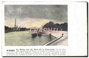 Old Postcard Paris Seine for the Pont de la Concorde Eiffel Tower