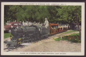 Miniature Railway Riverside Park Janesville WI Postcard 4337