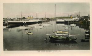 Boats Canada Hand Tint 1940s Inner Harbor RPPC real photo postcard 6806