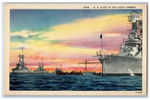 1951 US Fleet In San Diego Harbor San Diego California CA Vintage Postcard