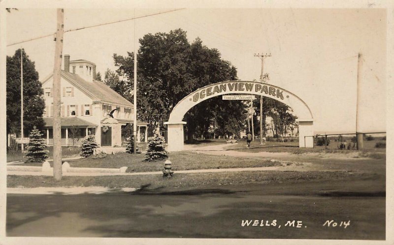 Wells ME Ocean View Park Auto Camping Grounds Real Photo Postcard