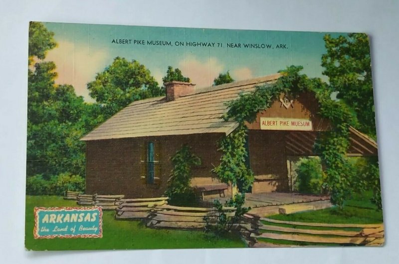 Vintage Postcard Albert Pike Museum Winslow Arkansas Highway 71 Paragould unpost