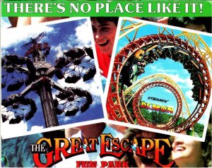 Lake George, NY New York GREAT ESCAPE AMUSEMENT PARK Roller Coaster 4X6 Postcard