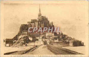 Old Postcard Mont Saint Michel General view of La Digue has high Maree