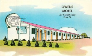 West Virginia Charleston Owens Motel 1950s Liberty linen Postcard 22-7670