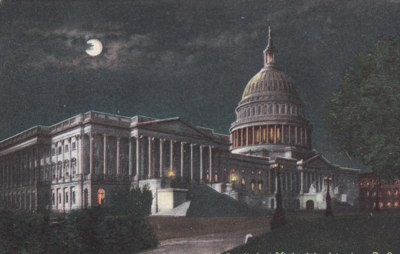 Washington  D.C.  U.S. Capitol CIty at Night Under a Full Moon