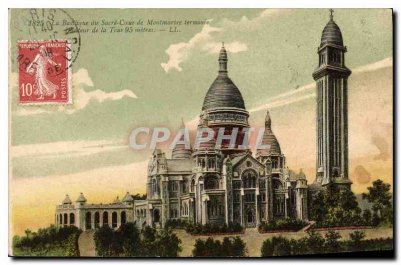 Old Postcard The Basilica of Sacre Coeur in Montmartre ended height of the to...