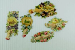 1880's Fab Lovely Die Cut Victorian Lot of 26 Hands Ship Birds Letters PD264