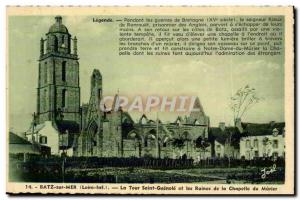Old Postcard Batz sur Mer La Tour Saint Guenole and the ruins of the chapel o...