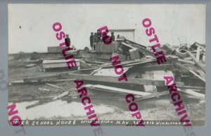 Wimbledon NORTH DAKOTA RPPC 1916 TORNADO RUINS Dover School nr Jamestown Rogers  