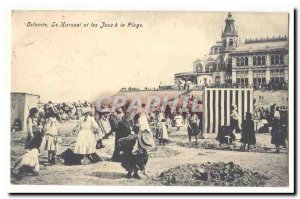 Old Postcard Ostend Kursaal and games on the beach