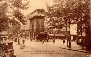 postcard Paris - St. Denis Boulevard and the St. Martin Gate