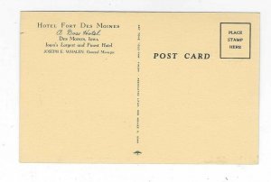 50s postcard, Hotel Fort Des Moines, Des Moines, Iowa, Linen 
