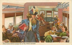 Pennsylvania Railroad Trail Blazer Train Interior 1941 Postcard 22-2314 