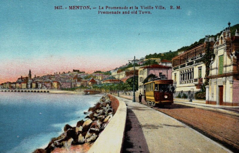 Menton, France - The Promenade and Old Town - c1910