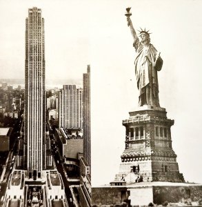 RPPC NYC Statue Of Liberty Postcard Empire State RCA c1925-40 Landmarks DWS5C