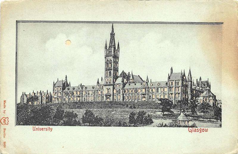 Glasgow University Hold To Light H-T-L Postcard