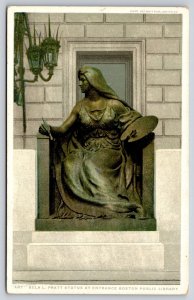 Boston MA~Public Library~Bela Pratt Art Statue~c1910 Detroit Pub Co Postcard