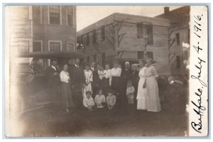 1916 Foruth Of July Cars Family Construction Buffalo NY RPPC Photo Postcard 