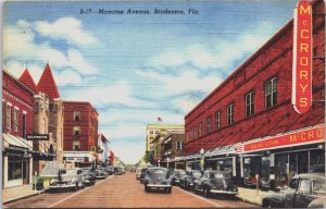 Manatee Avenue Bradenton Florida Linen Postcard C088