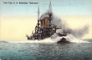 Trial Trip, U. S. Battleship Nebraska,. Old Postcard