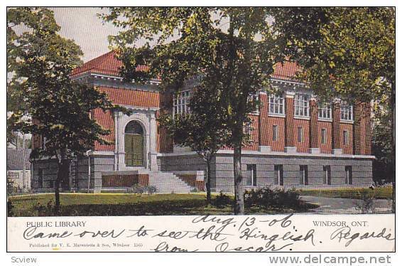 Exterior, Public Library, Windsor, Ontario, Canada, PU-1906