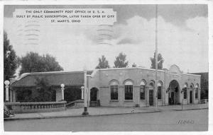 St Marys Ohio Post Office Street View Antique Postcard K50861