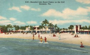 Vintage Postcard Beautiful Lido Beach Casino On The Gulf Sarasota Florida M.E.R.