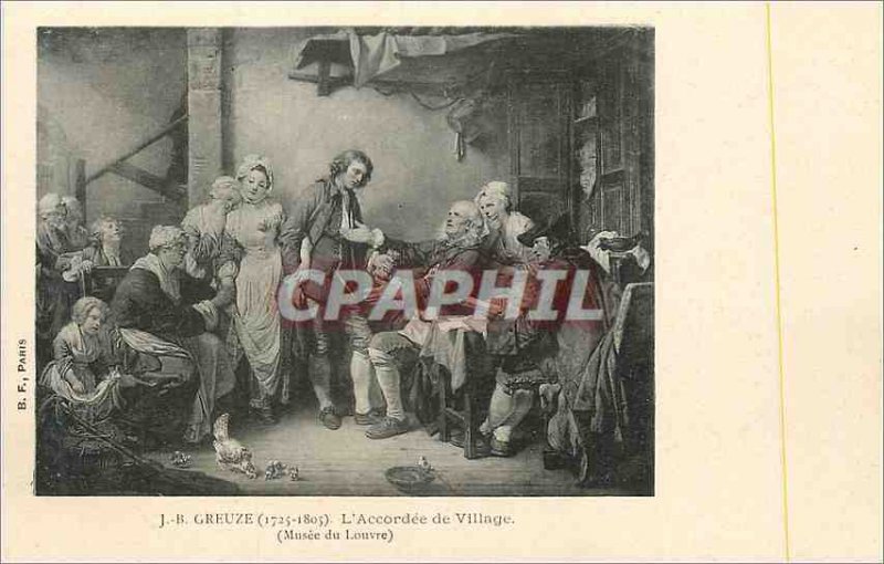 Old Postcard J B Greuze (1725 1803) The Marriage Contract (Louvre Museum)