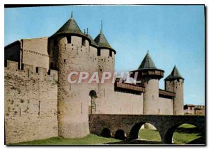 Modern Postcard Medieval Cite Cite in Carcassonne Entree du Chateau los Remparts