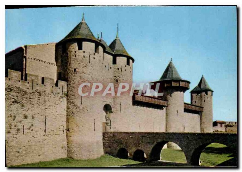 Modern Postcard Medieval Cite Cite in Carcassonne Entree du Chateau los Remparts