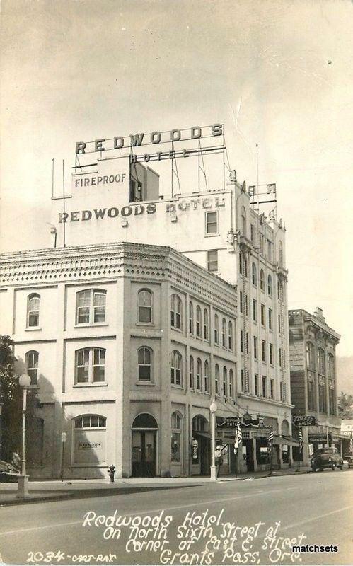 1944 Rosewood Hotel Grants Pass Oregon RPPC Cart-Ray postcard 639