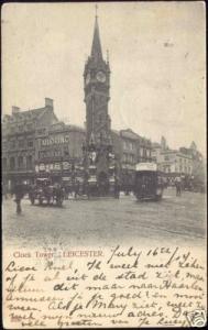 leics, LEICESTER, Clock Tower, TRAM (1904)