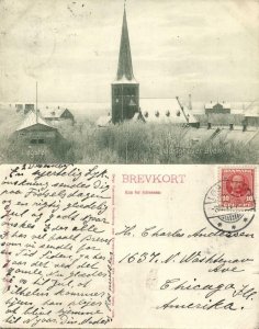 denmark, LØGSTØR, Udsigt over Byen, Church (1911) Postcard