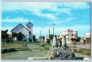 Punta Arenas Chile Postcard Plaza Sampaio View c1950's Vintage Unposted