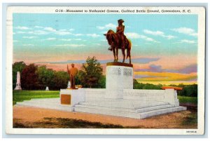 1951 Monument to Nathaniel Greene Guilford Battle Ground Greensboro NC Postcard