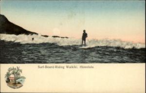 WAIKIKI HONOLULU Surfing Aloha Nui c1910 Postcard
