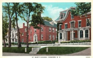 Vintage Postcard St. Mary's School Campus Building Concord New Hampshire AAPC