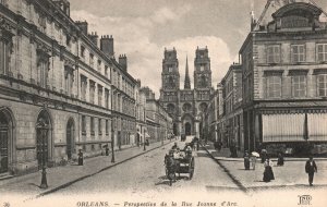 Orleans France, View of Perspective de la Rue Joan Arc Vintage Postcard c1910