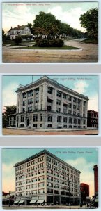 3 Postcards TOPEKA, KANSAS ~ Woodlawn Avenue, Capper Building, Mills Building