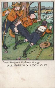 All Patrols Look Out Rudyard Kipling Old Boy Scouts Scouting Comic Postcard