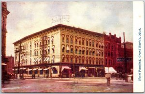 Hotel Pantlind Grand Rapids Michigan MI Broadway & Building Landmark Postcard